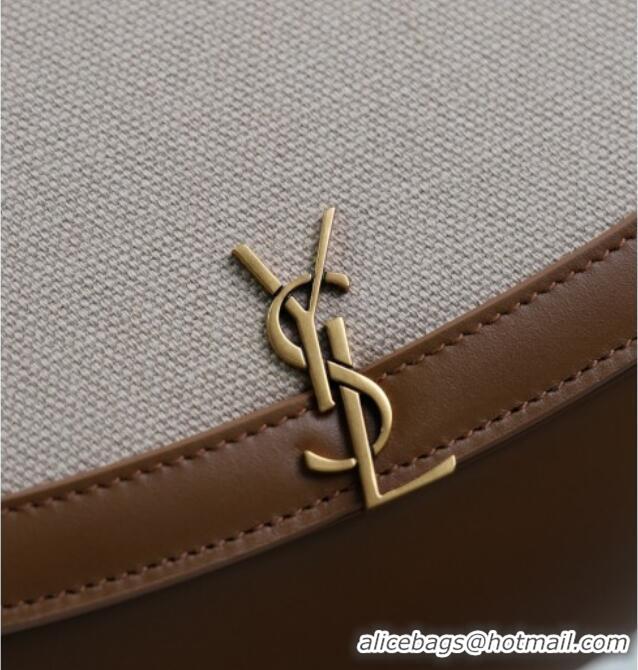 Best Price Saint Laurent Voltaire Bag in Cotton Linen and Leather 753824 Brown 2025