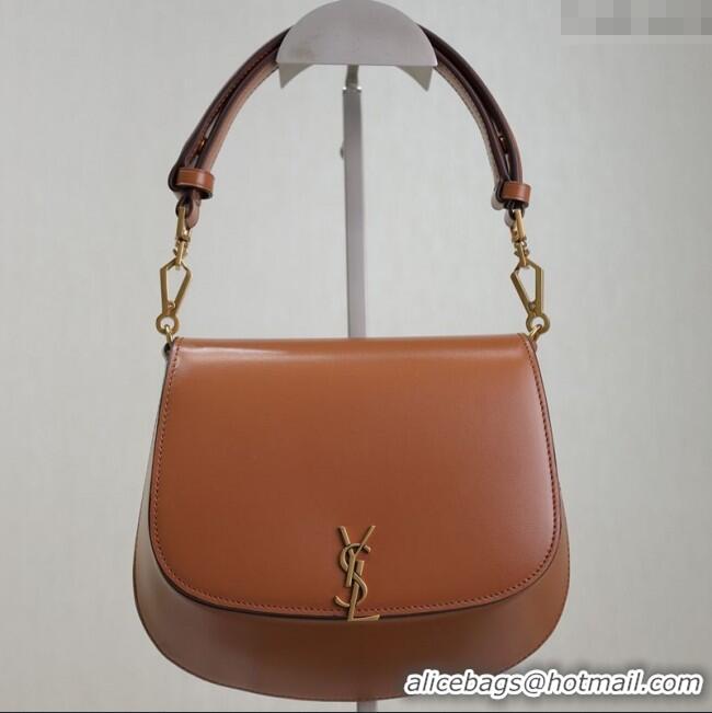 Top Design Saint Laurent Voltaire Bag in Calf Leather 753824 Caramel Brown 2025