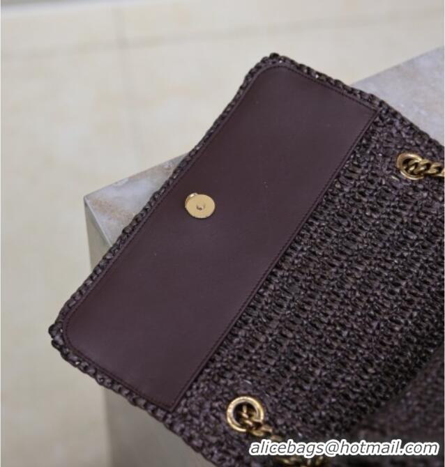 Promotional Saint Laurent Medium Niki Bag in Raffia Straw 633158 Coffee Brown 2025