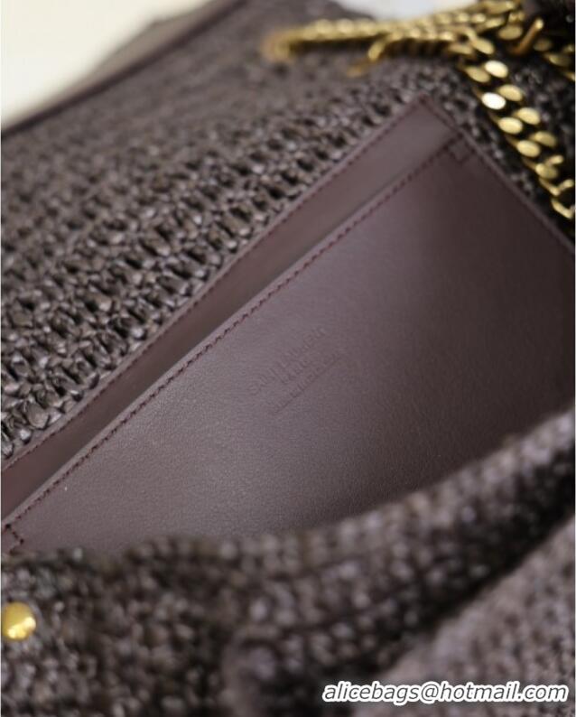 Promotional Saint Laurent Medium Niki Bag in Raffia Straw 633158 Coffee Brown 2025