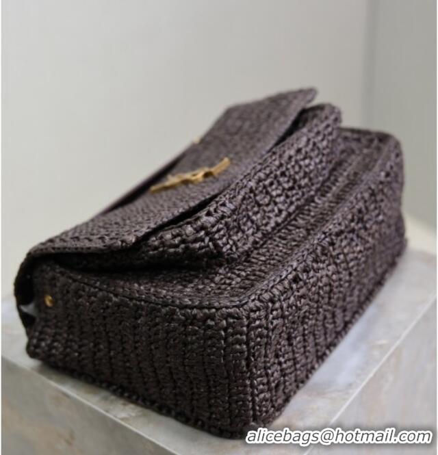 Promotional Saint Laurent Medium Niki Bag in Raffia Straw 633158 Coffee Brown 2025