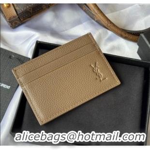 Best Price Saint Laurent Cassandre Shadow Card Case in Grained Leather 687098 Beige 2025
