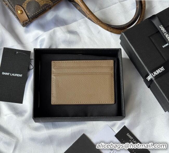 Best Price Saint Laurent Cassandre Shadow Card Case in Grained Leather 687098 Beige 2025