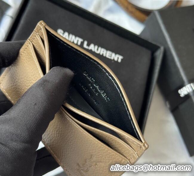 Best Price Saint Laurent Cassandre Shadow Card Case in Grained Leather 687098 Beige 2025