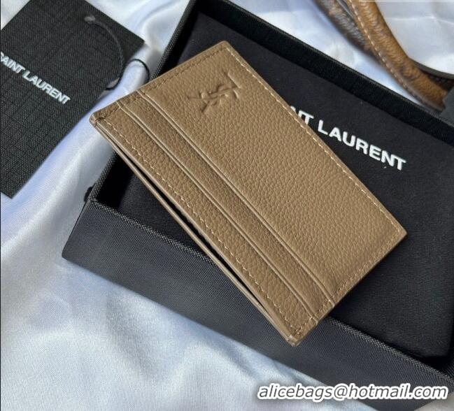 Best Price Saint Laurent Cassandre Shadow Card Case in Grained Leather 687098 Beige 2025