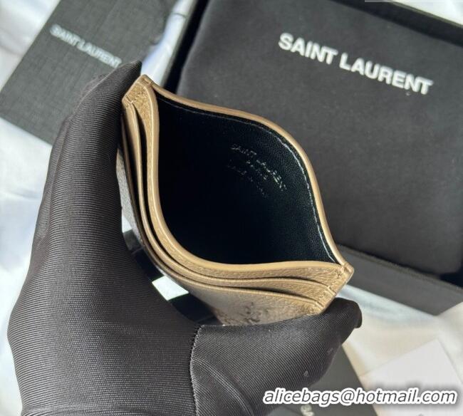 Best Price Saint Laurent Cassandre Shadow Card Case in Grained Leather 687098 Beige 2025