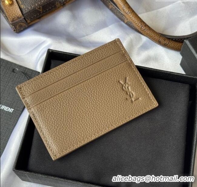 Best Price Saint Laurent Cassandre Shadow Card Case in Grained Leather 687098 Beige 2025