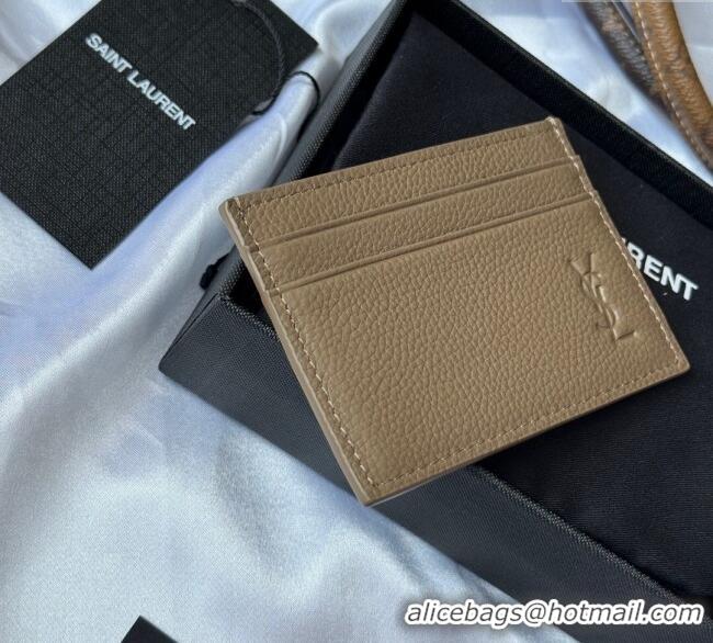 Best Price Saint Laurent Cassandre Shadow Card Case in Grained Leather 687098 Beige 2025