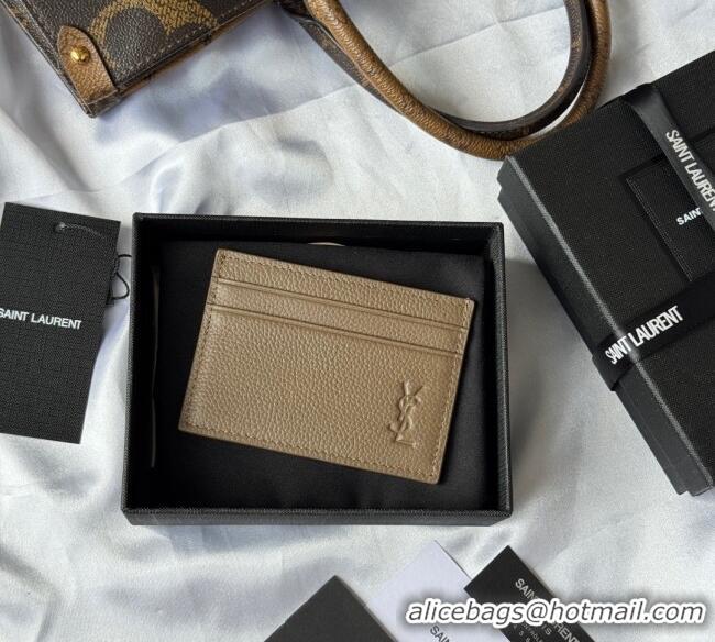 Best Price Saint Laurent Cassandre Shadow Card Case in Grained Leather 687098 Beige 2025