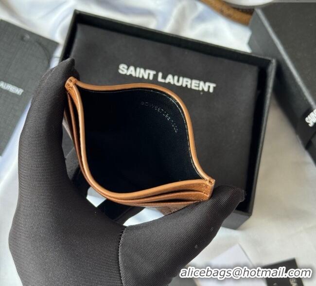 Good Product Saint Laurent Cassandre Shadow Card Case in Grained Leather 687098 Brown 2025