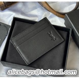 Best Price Saint Laurent Cassandre Shadow Card Case in Grained Leather 687098 Black 2025