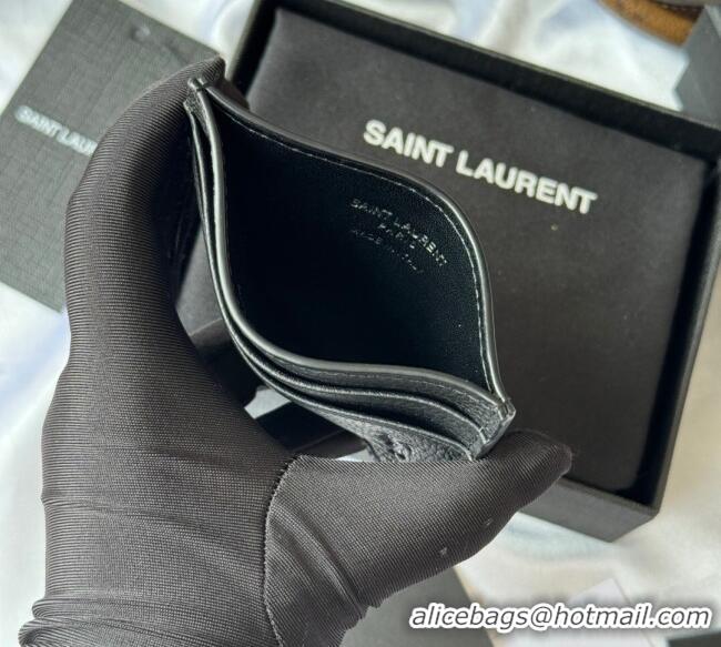 Best Price Saint Laurent Cassandre Shadow Card Case in Grained Leather 687098 Black 2025