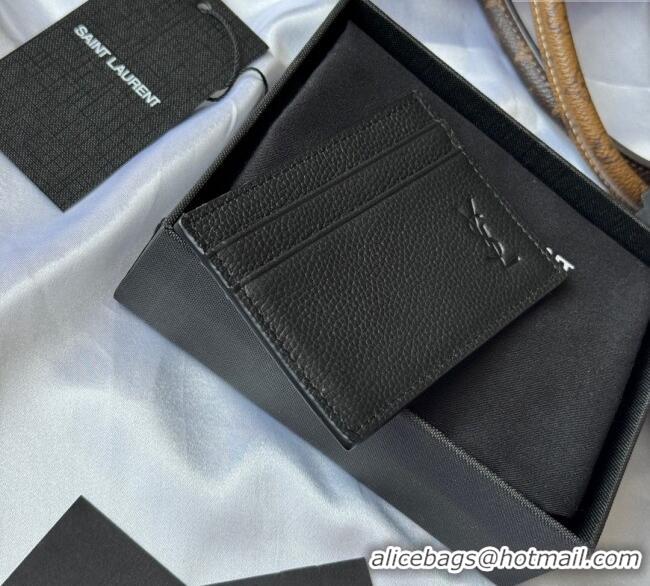 Best Price Saint Laurent Cassandre Shadow Card Case in Grained Leather 687098 Black 2025