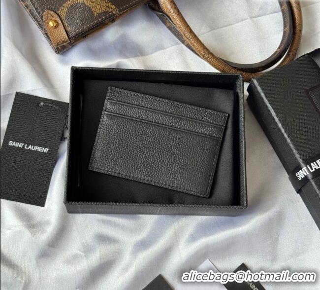 Best Price Saint Laurent Cassandre Shadow Card Case in Grained Leather 687098 Black 2025
