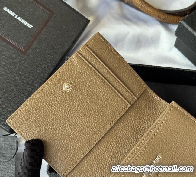 Cheapest Saint Laurent Cassandre Shadow Business Card Case in Grained Leather 693492 Beige 2025