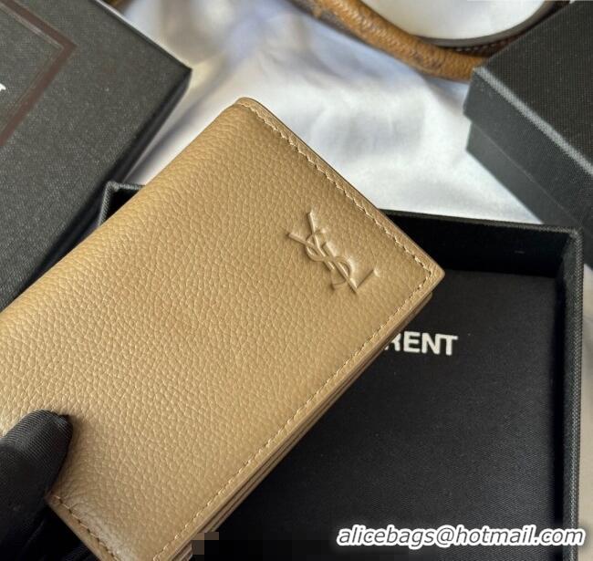 Cheapest Saint Laurent Cassandre Shadow Business Card Case in Grained Leather 693492 Beige 2025