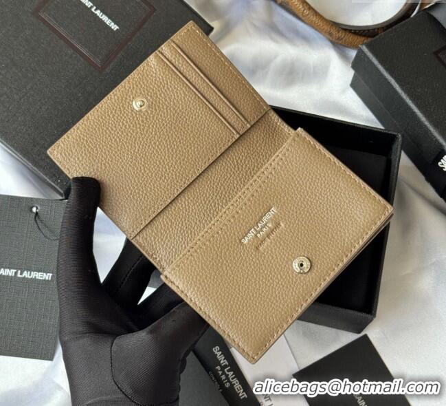 Cheapest Saint Laurent Cassandre Shadow Business Card Case in Grained Leather 693492 Beige 2025