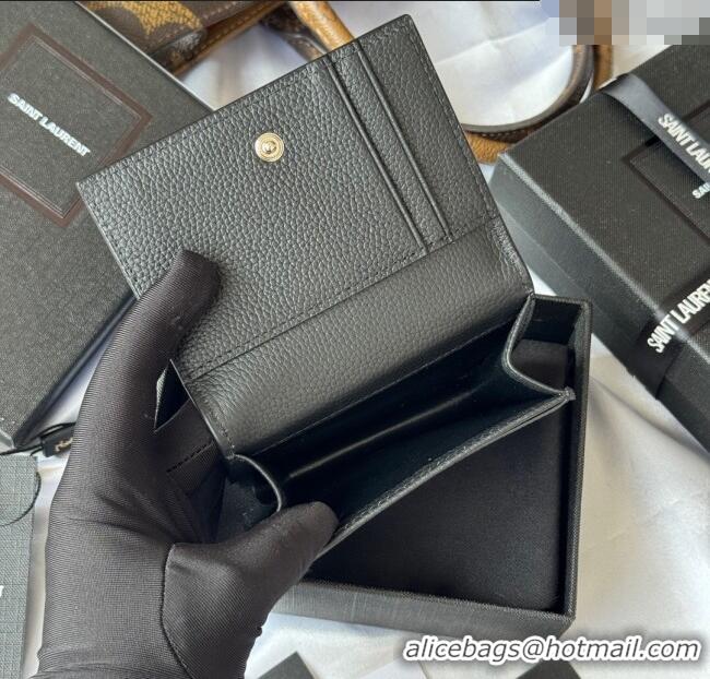 Best Product Saint Laurent Cassandre Shadow Business Card Case in Grained Leather 693492 Black 2025