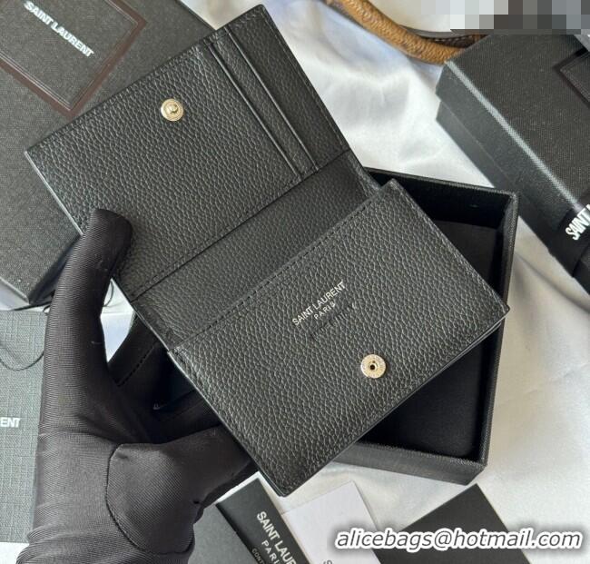 Best Product Saint Laurent Cassandre Shadow Business Card Case in Grained Leather 693492 Black 2025