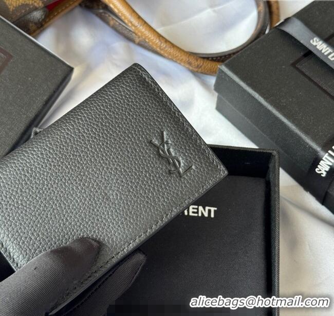Best Product Saint Laurent Cassandre Shadow Business Card Case in Grained Leather 693492 Black 2025