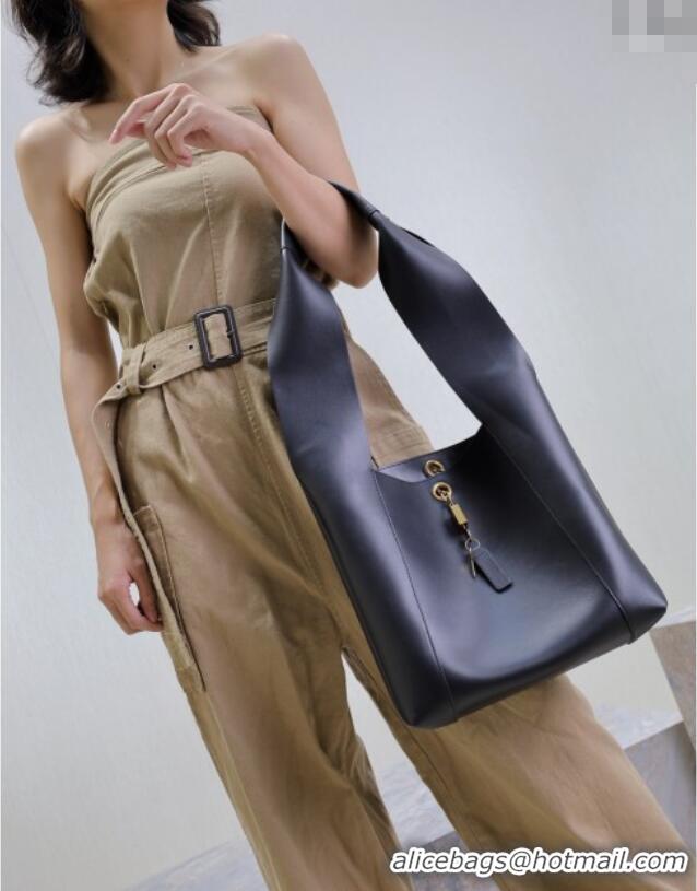 Discount Saint Laurent Leather Hobo Shoulder Bag 773686 Black 2025