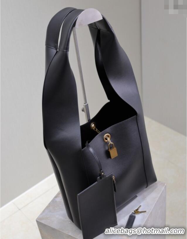 Discount Saint Laurent Leather Hobo Shoulder Bag 773686 Black 2025