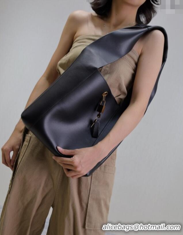 Discount Saint Laurent Leather Hobo Shoulder Bag 773686 Black 2025