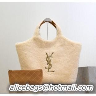 Grade Discount Saint Laurent Icare Maxi Shopping Bag in Shearling 698651 Cream White 2025