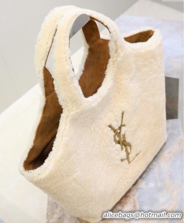 Grade Discount Saint Laurent Icare Maxi Shopping Bag in Shearling 698651 Cream White 2025