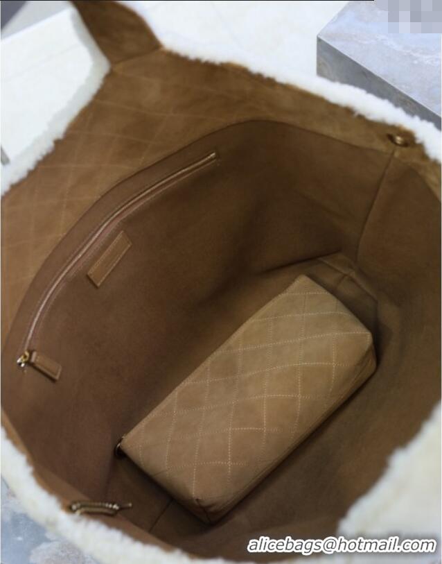 Grade Discount Saint Laurent Icare Maxi Shopping Bag in Shearling 698651 Cream White 2025