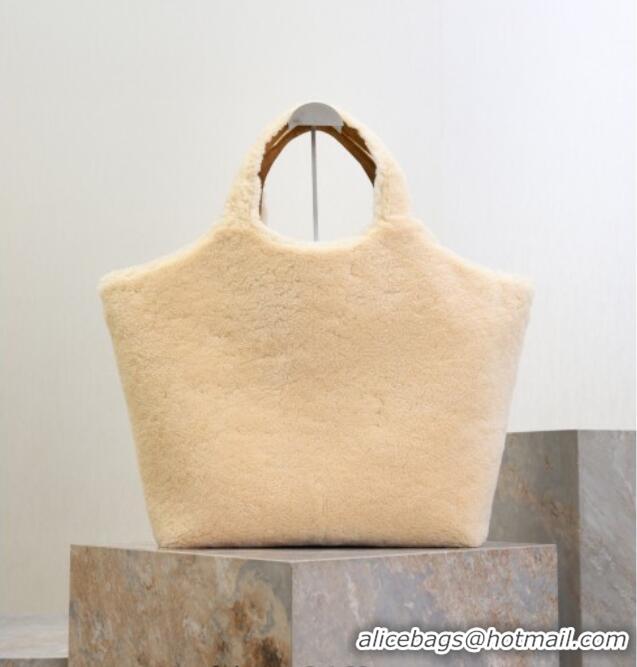 Grade Discount Saint Laurent Icare Maxi Shopping Bag in Shearling 698651 Cream White 2025