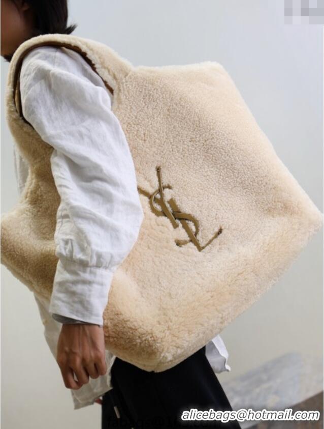 Grade Discount Saint Laurent Icare Maxi Shopping Bag in Shearling 698651 Cream White 2025