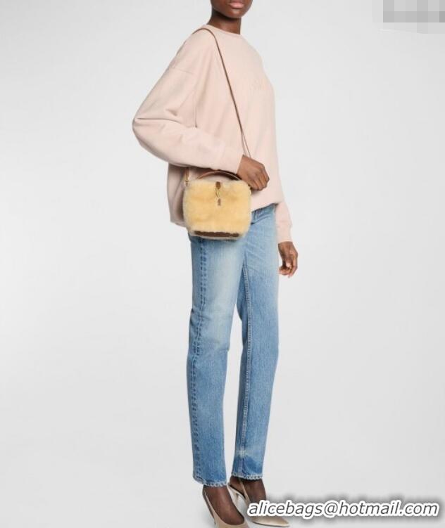 Trendy Design Saint Laurent LE 37 Mini Bucket Bag in Shearling 765870 Cream White 2025