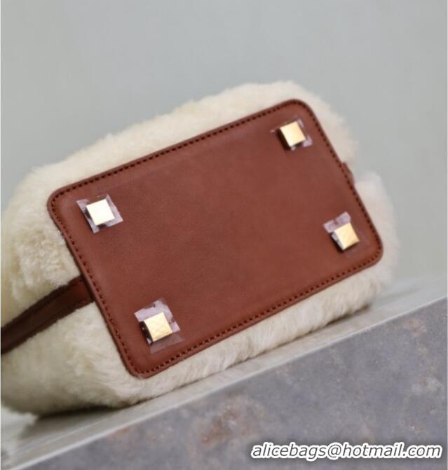 Trendy Design Saint Laurent LE 37 Mini Bucket Bag in Shearling 765870 Cream White 2025