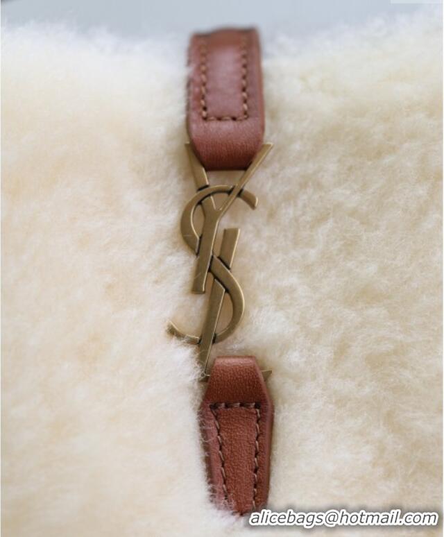 Trendy Design Saint Laurent LE 37 Mini Bucket Bag in Shearling 765870 Cream White 2025