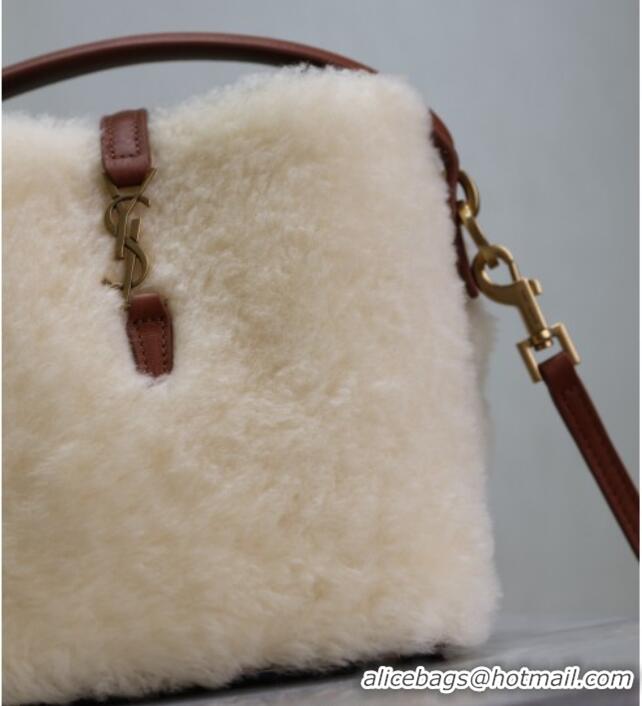 Trendy Design Saint Laurent LE 37 Mini Bucket Bag in Shearling 765870 Cream White 2025