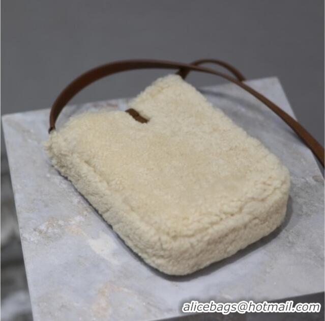 Best Quality Saint Laurent LE 5 A 7 Mini Vertical Bag in Shearling 735214 Cream White 2025