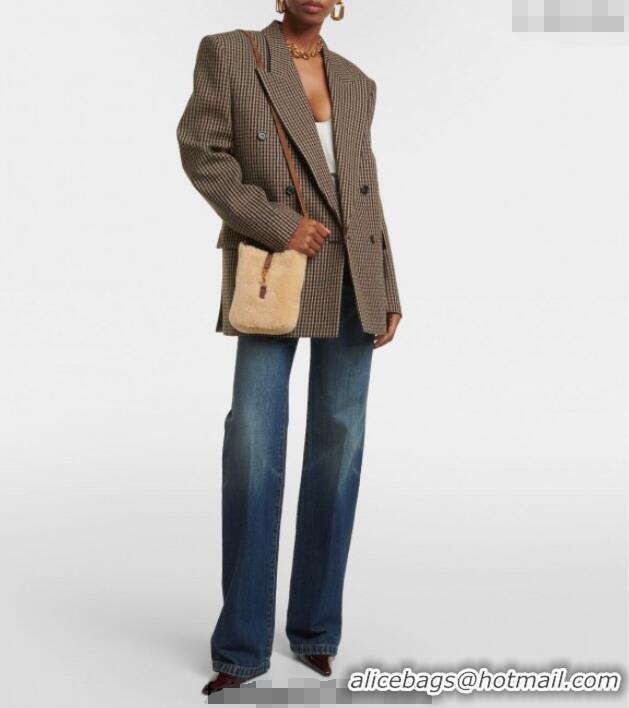 Best Quality Saint Laurent LE 5 A 7 Mini Vertical Bag in Shearling 735214 Cream White 2025