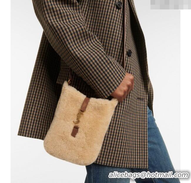 Best Quality Saint Laurent LE 5 A 7 Mini Vertical Bag in Shearling 735214 Cream White 2025