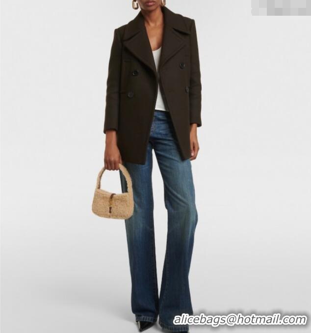 Best Price Saint Laurent Mini LE 5 A 7 Soft Hobo Bag in Shearling 710310 Cream White 2025