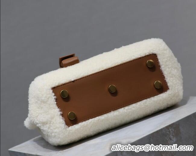 Top Grade Saint Laurent Sac de Jour Mini Tote Bag in Shearling 717439 Cream White 2025