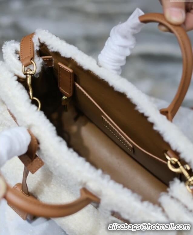 Top Grade Saint Laurent Sac de Jour Mini Tote Bag in Shearling 717439 Cream White 2025