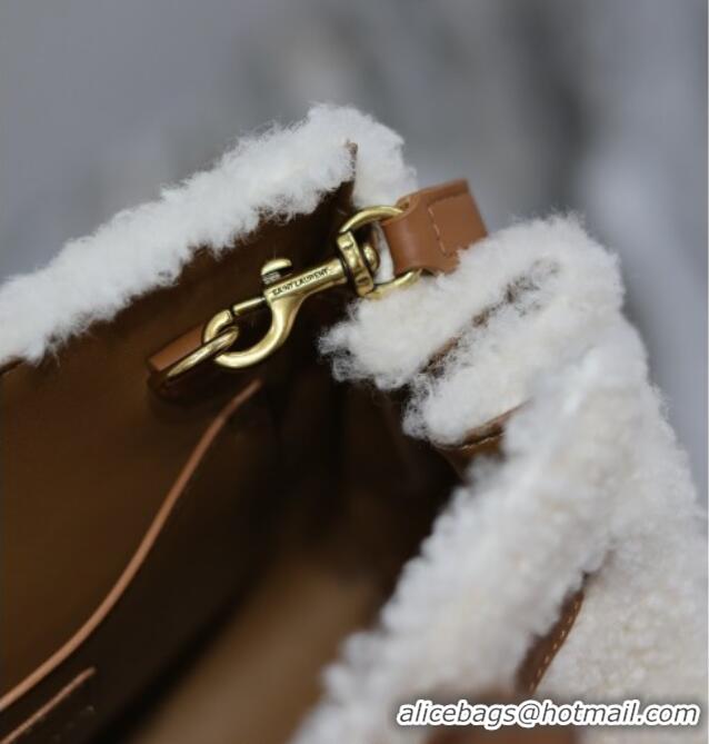 Top Grade Saint Laurent Sac de Jour Mini Tote Bag in Shearling 717439 Cream White 2025