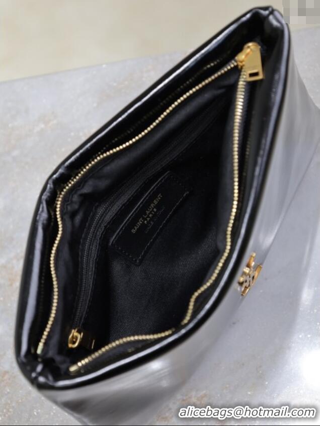 Unique Grade Saint Laurent Calypso Pouch in Wax Leather 765025 Black 2025