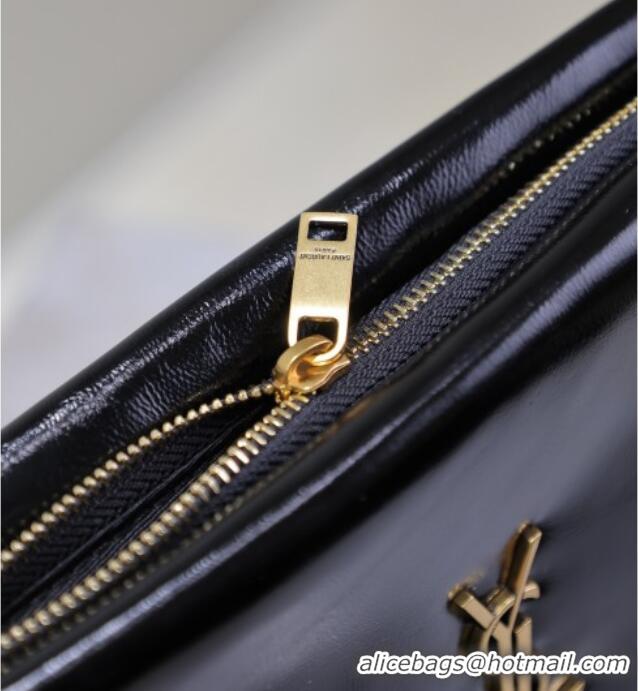 Unique Grade Saint Laurent Calypso Pouch in Wax Leather 765025 Black 2025