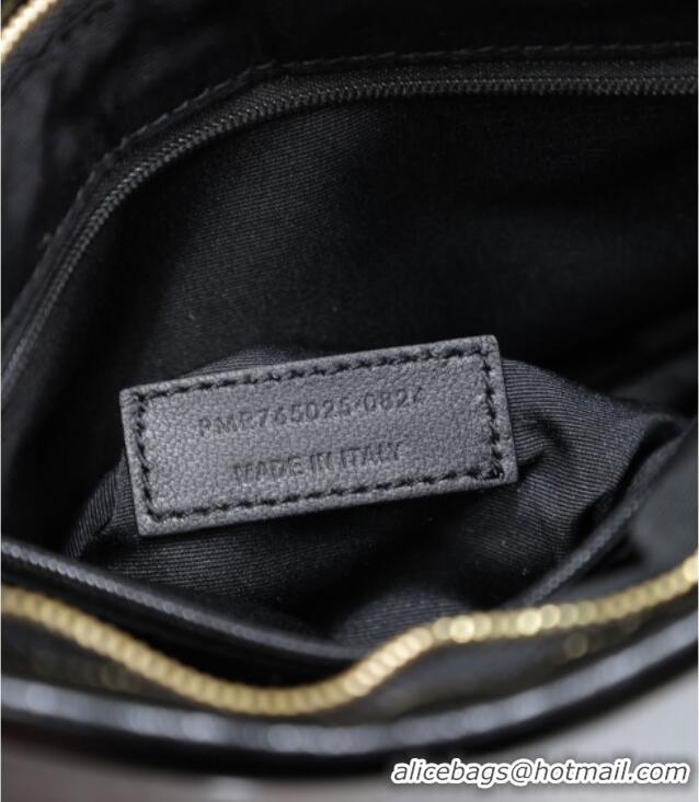 Unique Grade Saint Laurent Calypso Pouch in Wax Leather 765025 Black 2025