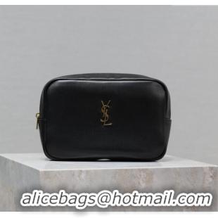Big Discount Saint Laurent Calypso Cosmetic Pouch in Lambskin 767101/765026 Black