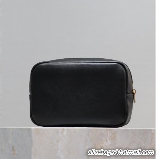 Big Discount Saint Laurent Calypso Cosmetic Pouch in Lambskin 767101/765026 Black