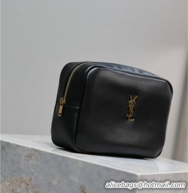 Big Discount Saint Laurent Calypso Cosmetic Pouch in Lambskin 767101/765026 Black