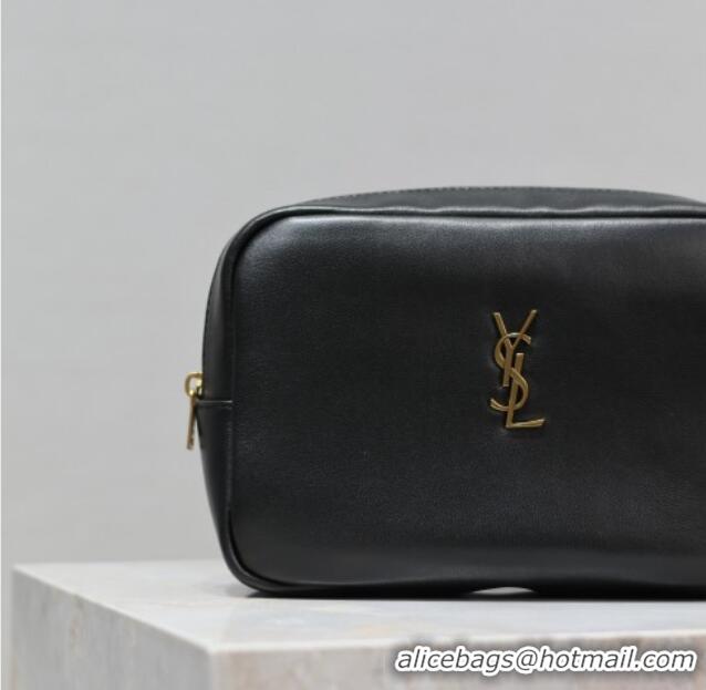 Big Discount Saint Laurent Calypso Cosmetic Pouch in Lambskin 767101/765026 Black